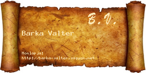 Barka Valter névjegykártya
